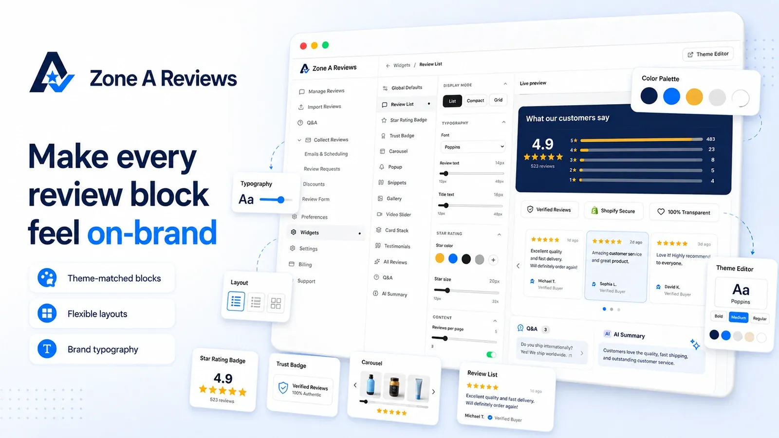 Zone A Reviews — customizing storefront review widgets
