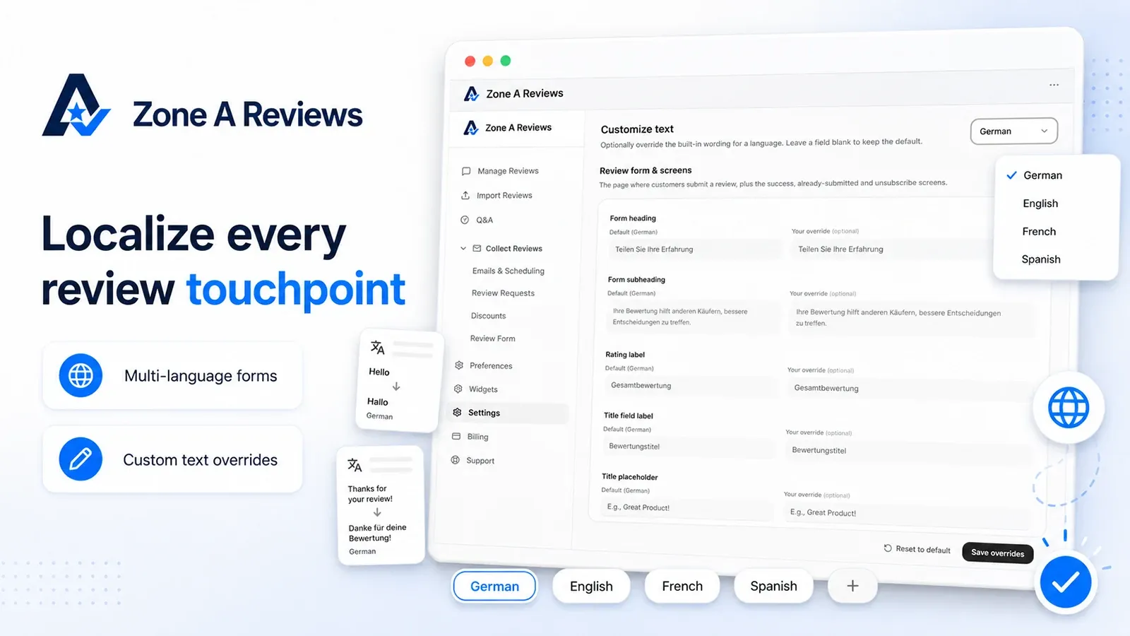 Zone A Reviews — automatic review translation